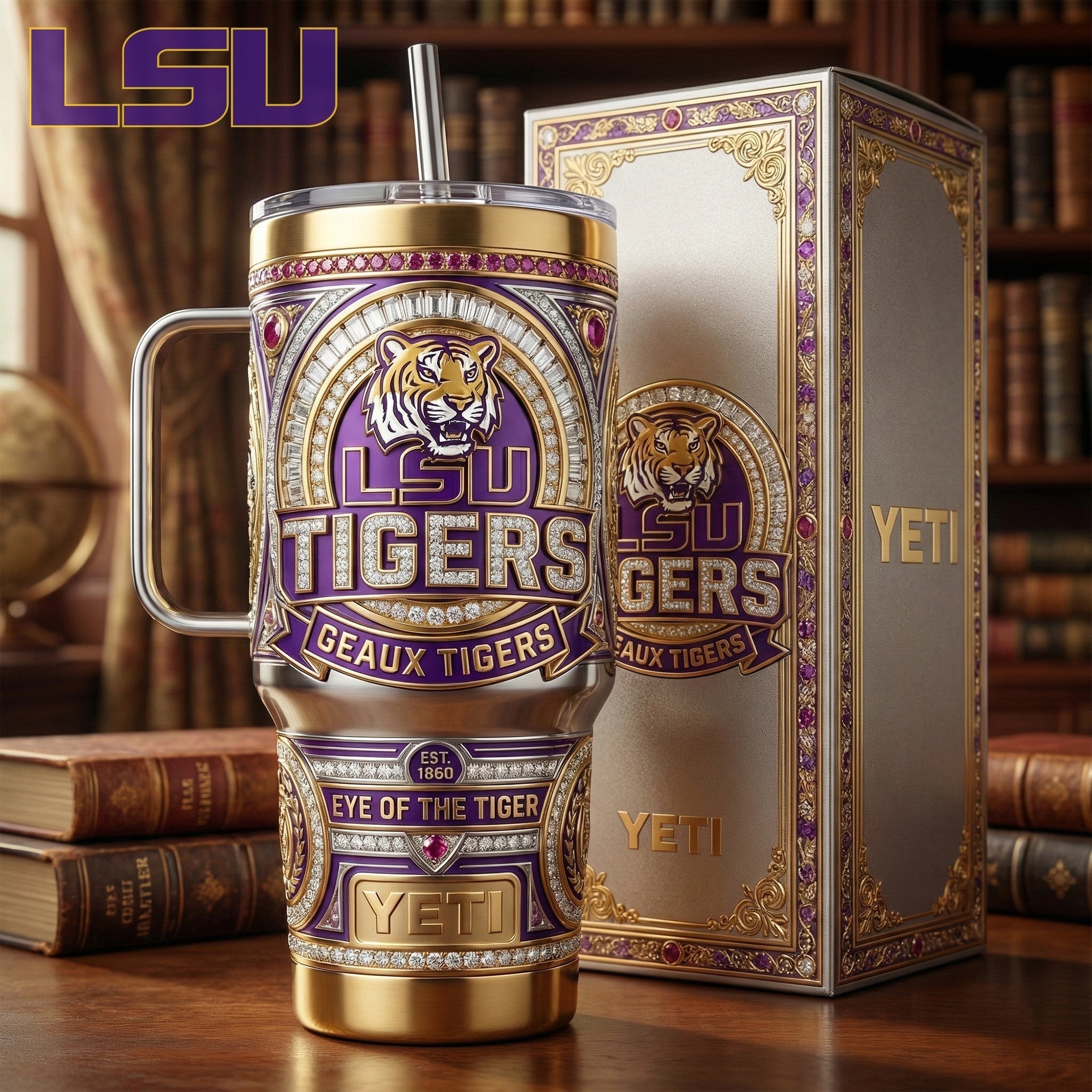 LSU 40oz Tumbler With Handle LNTH