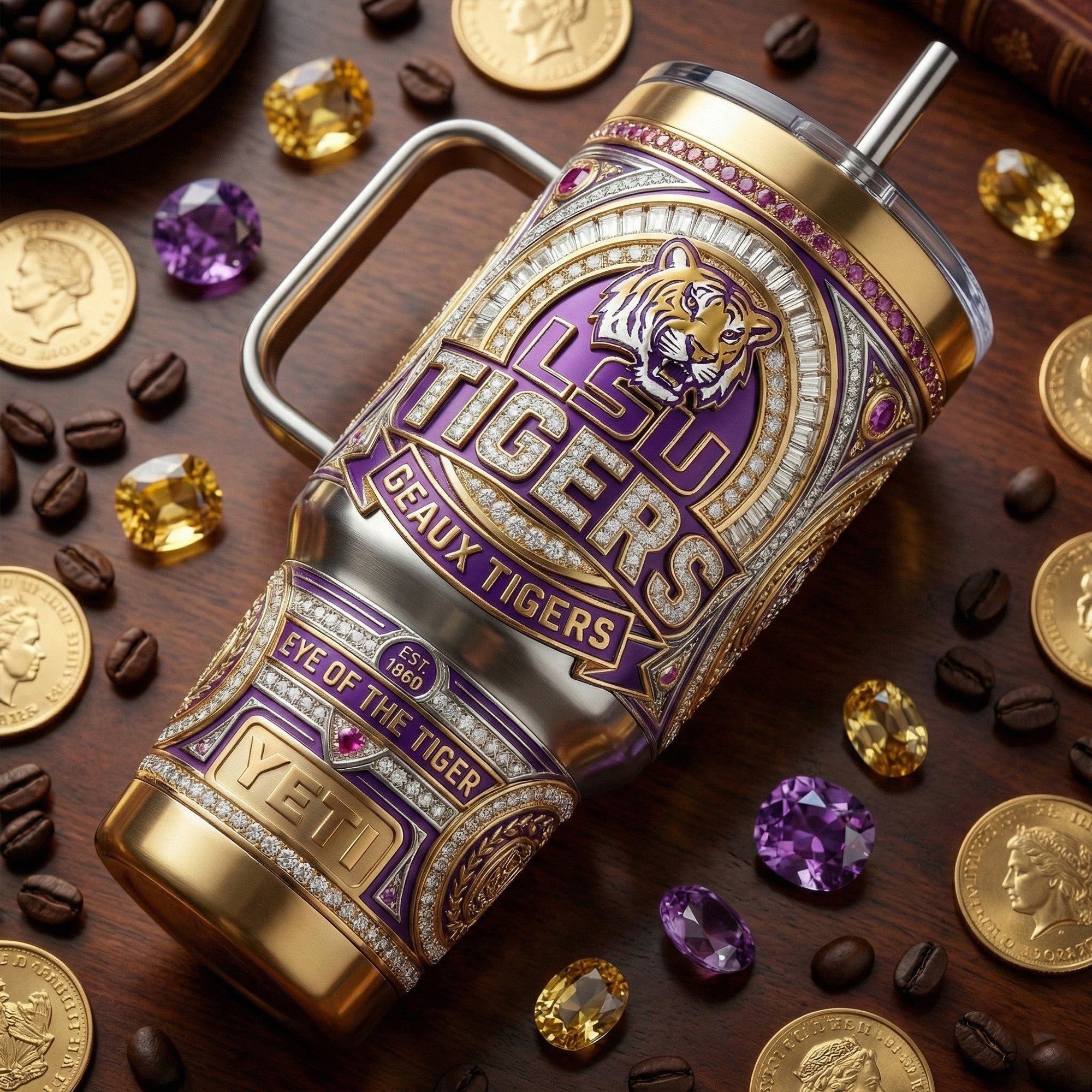 LSU 40oz Tumbler With Handle LNTH